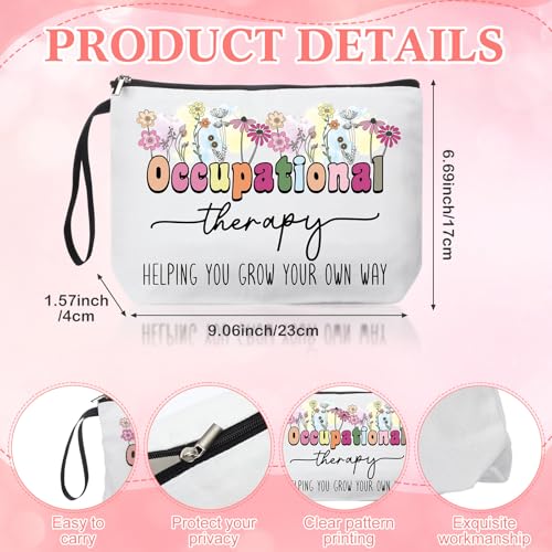 Kacctyen 3 Pcs Occupational Therapy Gift for Women Occupational Therapist Makeup Bag with Keychain 17 oz Inspirational Glass Cups with Lids and Straws Therapy Gifts for Therapists OT Women - Image 5