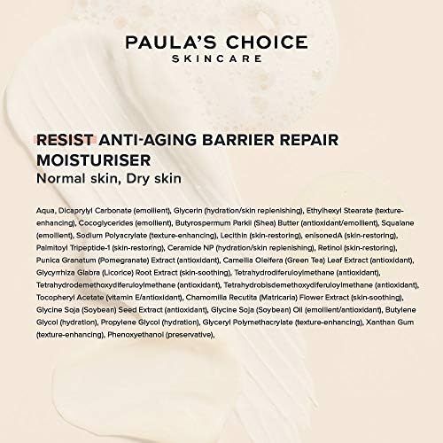 Paula's Choice RESIST Anti Ageing Barrier Repair Moisturiser - Hydrating Night Cream Softens Fine Lines & Wrinkles - Light Lotion for Soft Skin - with Retinol & Squalane - Normal to Dry Skin - 50 ml