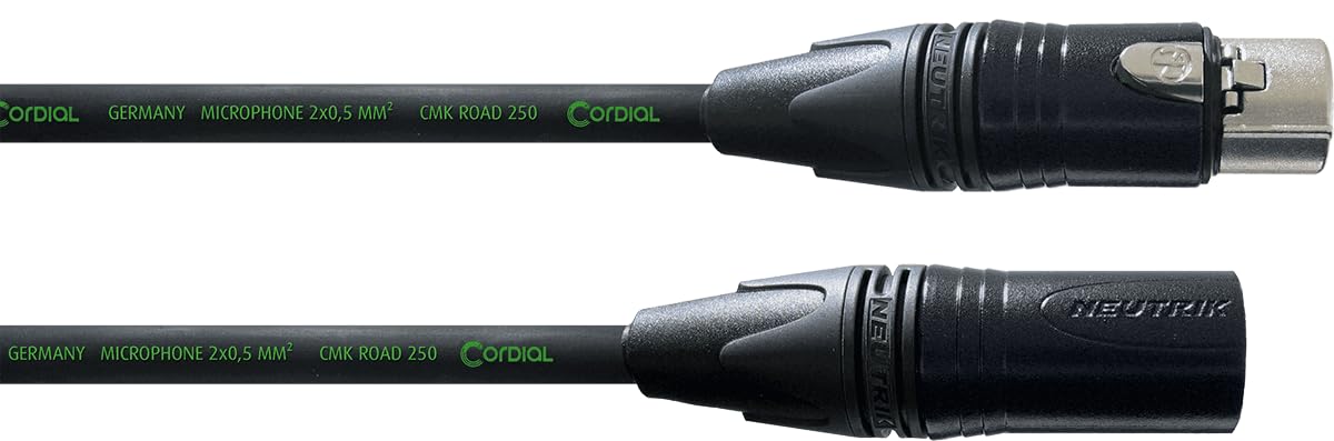 CORDIAL - CRM15FM - Cable de micrófono XLR NC3 XX f/m, 15 m, especial touring, conectores NEUTRIK, Peak