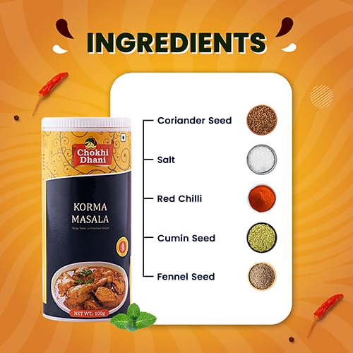 Image of Chokhi Dhani Korma Masala Powder 100g | Mughlai Korma Spice Mix | Rich Creamy Curry Masala for Chicken, Mutton & Veg Korma | Restaurant Style Gravy Masala
