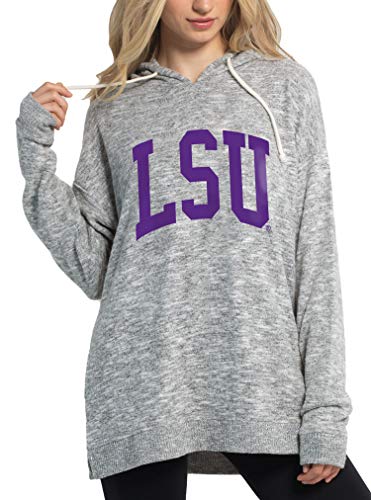 chicka-d NCAA LSU Tigers Womens Cozy Fleece Hoodie, Heather Grey, Large