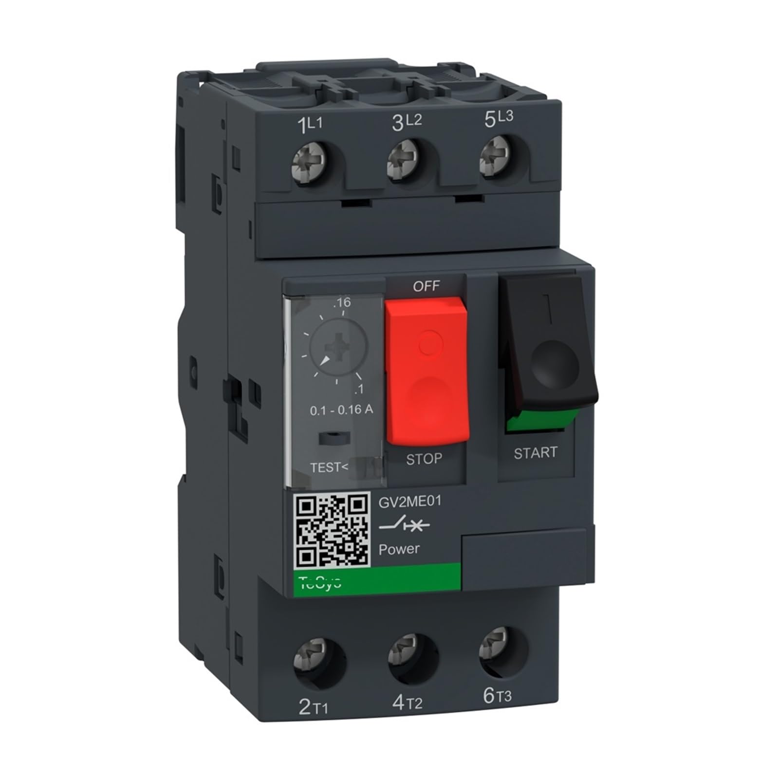 motorschutzschalter Schwarz GV2ME01 3P 0,1–0,16 A Thermomagnetische Schraubklemmenklemmen Motorschutzschalter