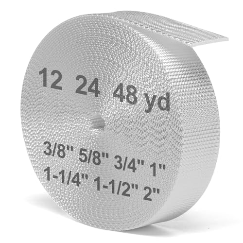BEYOURD Webbing Heavy Duty Webbing Straps Extra Thick Flat Strapping for Outdoor DIY Gear Repair White (1 x 12 Yard)