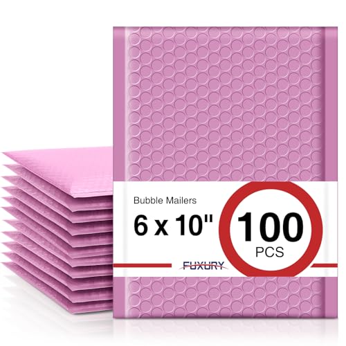 Image of Fuxury Bubble Mailers 6x10 Inch Padded Envelopes 100 Pack Usable Size 6x9 inch | Self Seal Bubble Envelopes Strong Adhesion Padded Mailers Shipping Bag for Mailing Jewelry Small Business,Pinkish Purple #0