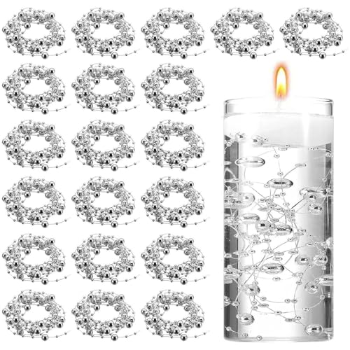 ZGDEIWGF 20Pcs Cordes De Fausses Perles, Flotteurs Décoratifs Argentés, Perles De Bougie...