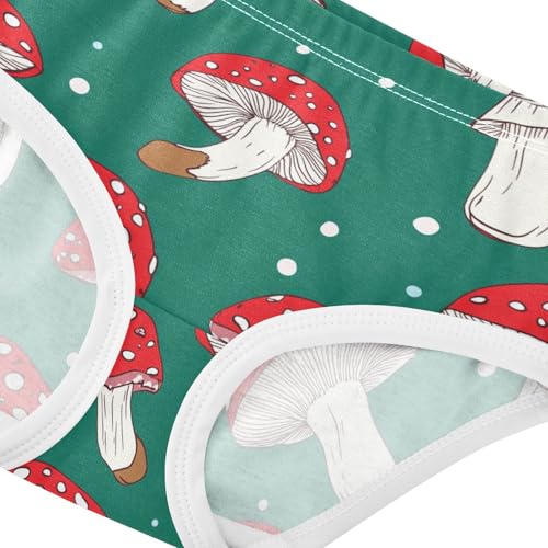 Wusikd Mushroomson Girls' Underwear Cotton Green Red Girls Briefs Soft Toddler Underwear 2T4