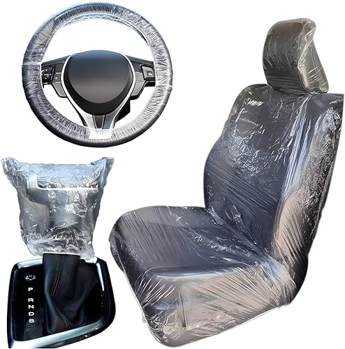 Sound-way - Lot de 20 Protections de Voiture jetables en Plastique jetables, Housses de siège, Housse de Volant, Housse de Vitesses pour Garage Atelier mécanique, Protection de sièges