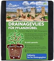 KRONLY Vlies für Blumentöpfe 2m x 1m + Drainagegitter 2 Stück verhindert Staunässe 50g/m² Unkrautvlies Blumenkübel