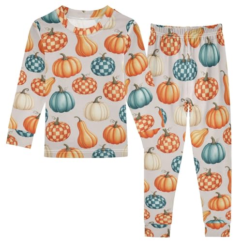 Pajama Sets Long Sleeve Colorful Pumpkin Shape Pattern Soft Comfy Sleepwear 2 Piece PJS 3-8T