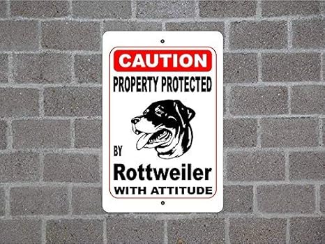 Property Protected By Rottweiler Guard Dog Warning Yard Fence Breed Metal Sign 8 X 12 Aqf Amazon De Garden