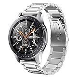 SUNDAREE Compatible avec Bracelet Samsung Galaxy Watch 46MM/Watch 3 45MM/Gear S3/Garmin Venu 2 Vívoactive 4/Huawei GT 3/Ticwatch Pro 3,22MM Argent Remplacement Acier Inoxydable Métal Montre Band