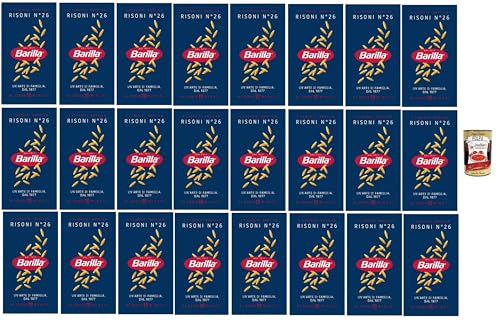 Barilla Risoni N.26 – 24×500 g Suppenpasta aus Hartweizengrieß, reisförmig für Brühen & Minestrone, al dente in 10 Min., authentisch italienisch + Italian Gourmet polpa