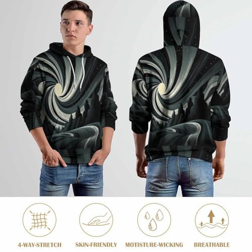 Sweat-shirts nouveauté noir fantastique avec grand imprimé 3D galaxie et poches