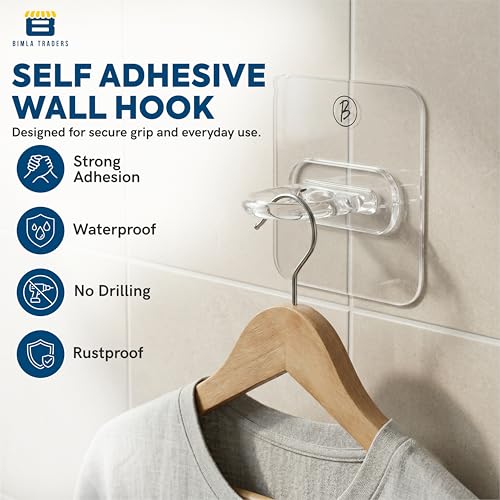 Image of Btag Round StIcker Wall Ring Hook Multi Functional |Damage-Free Hanging for Kitchen, Bathroom, Office | Easy Install, Long-Lasting Hold for Any Room | Waterproof & Rust-Proof Design (Transparent PO20)