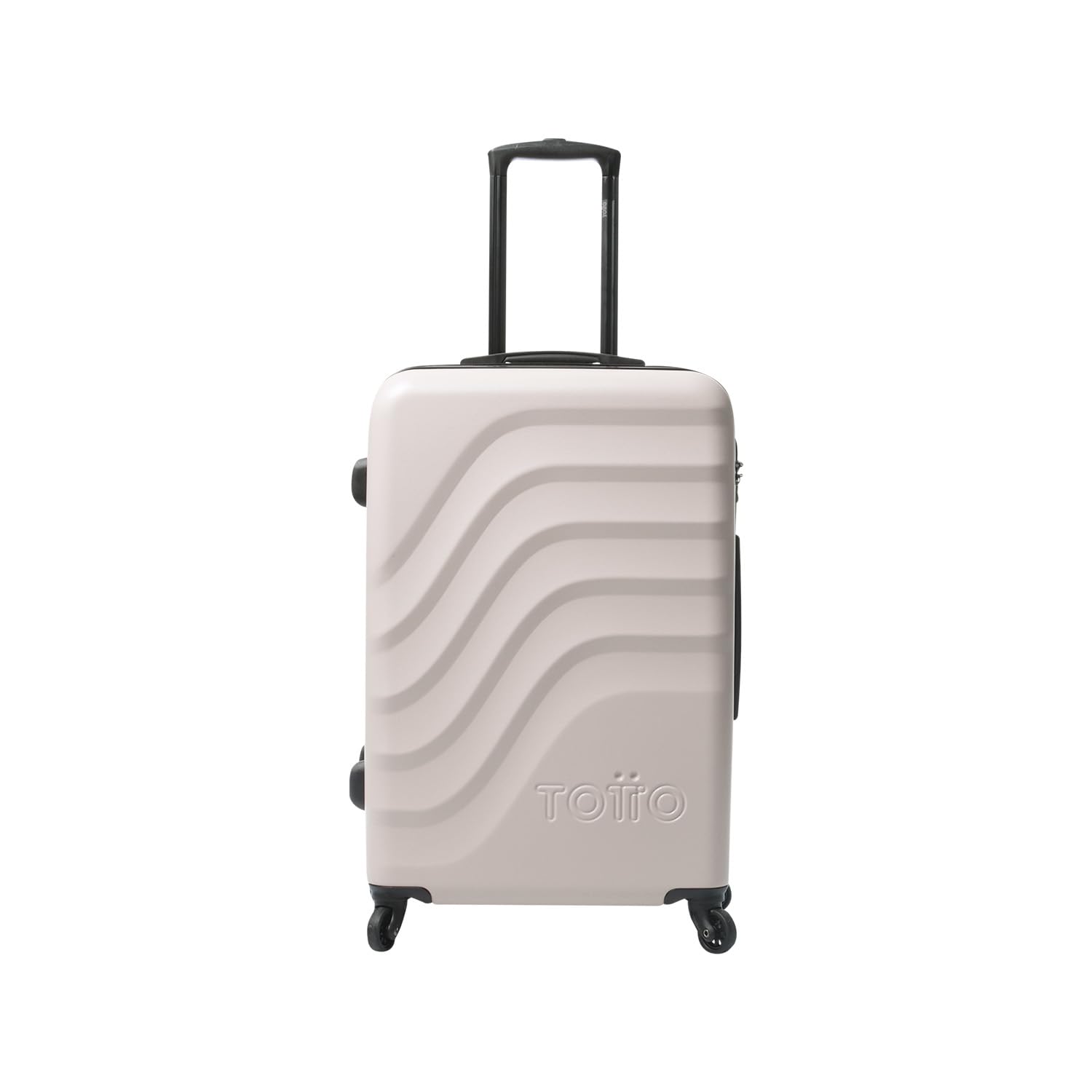 TOTTO - Maleta Rígida Mediana, Modelo Bazy, 46 x 68 x 26 cm, Capacidad 63 L, Alta Resistencia a Impactos, Ruedas 360º, Manija Telescópica, Correas Compresión Internas, Candado TSA, Color White Sand
