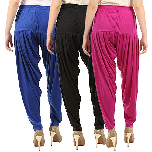 Image of Buy That Trendz Patiala Pants for Women 3 Combo Womens Viscose Relaxed Pants Pack of 3