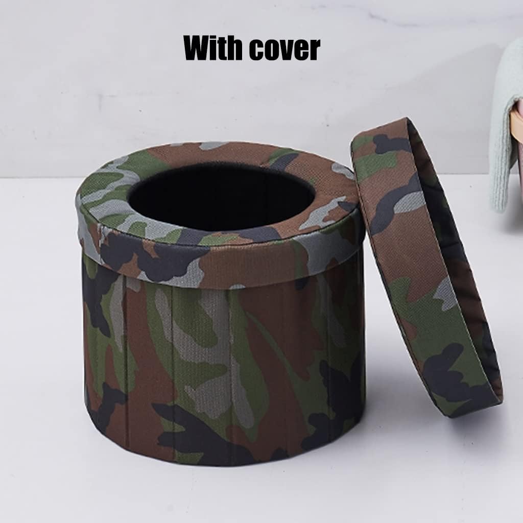 Car Toilet Seat Portable Round for Long-Distance Travel Car Potty, Multifunctional Trash Can Storage Stool, Outdoor Emergency Supplies (Color : Camouflage, Size : 30.5 * 25cm)