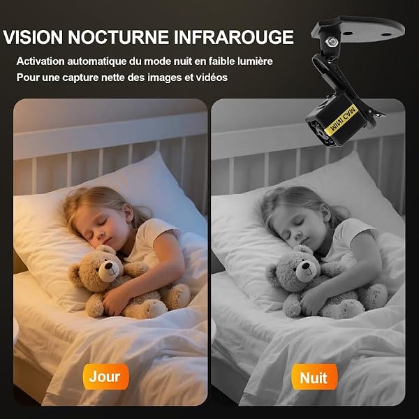 Caméra Espion sans Fil 1080P,Micro Spy Cam Discrète Invisible avec Détection Mouvement Vision Nocturne pour Surveillance Maison,Camera Cachée sur Batterie Longue Autonomie, sans App, sans Internet - 3