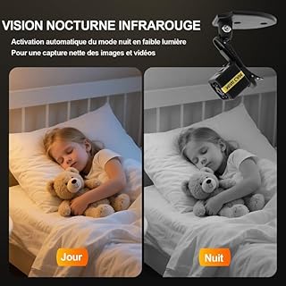 Caméra Espion sans Fil 1080P,Micro Spy Cam Discrète Invisible avec Détection Mouvement Vision Nocturne pour Surveillance Maison,Camera Cachée sur Batterie Longue Autonomie, sans App, sans Internet