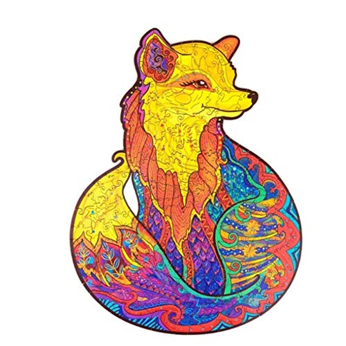 Preisvergleich Produktbild irregulär Hölzernes Tierpuzzle Holzpuzzle Einzigartige Form Puzzleteile Erwachsene und Kinder, Dekompression Lernspielzeug Bestes Puzzle Spielzeug Geschenk und Familienspiel (Fuchs 5.31"x7.09")