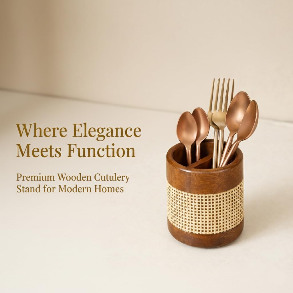 Wooden Cutlery Holder - Kitchen Counter Organizer -7 Wooden Cutlery Holder - Kitchen Counter Organizer -7