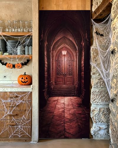 FLFK Halloween Door Stickers 32"x80" Gothic Castle Arch