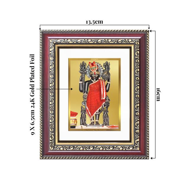 Image of DIVINITI Dwarkadhish 24K Gold Plated Foil Wall and Tabletop Photo Frame for Home Decor, Puja Room, Luxury Gifting | DG Frame 105 S1 (16x13.5 CM)