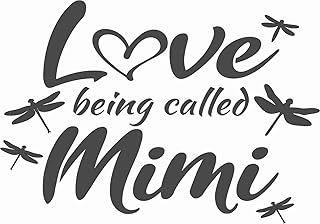 Love Being Called Mimi Dragonfly Heart Flying Grandma - Die Cut Vinyl Window Decal/Sticker for Car/Truck (5"x3.5", Matte Black)
