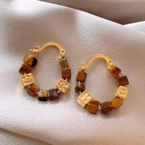 Boucles d'oreilles Œil de tigre légères pour un style rétro - 3