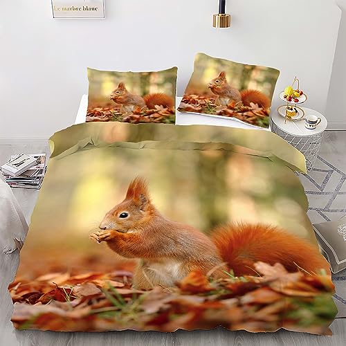 phonxia Bettwäsche 135x200 Kinder Eichhörnchen Bettbezug mit...