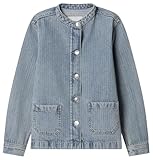 Camisa vaquera estilo Mao para niñas en un moderno lavado de rayas vintage