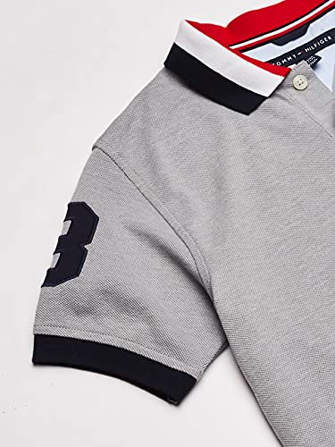 Camisa polo Tommy Hilfiger masculina de manga curta sólida fosca, Grey Heather, Medium (12/14)