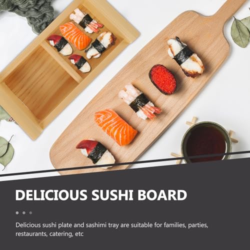 Plato rectangular divisor para sashimi de madera miniatura 5