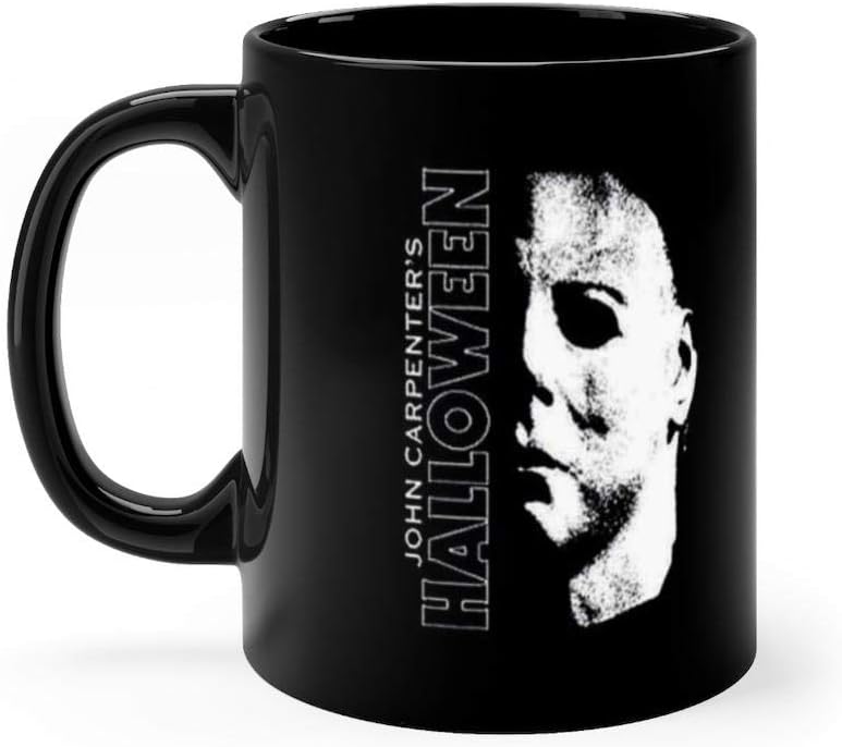 Halloween Michael Myers Large Face 11 Oz Mugs Made Of Durable Black Ceramic With An Easy Grip Handle.This Coffee Mug Has A Hefty But Classic Feel 11 Oz Ceramic