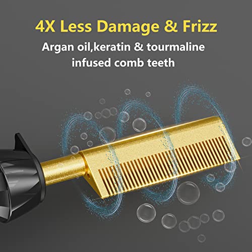 Dan Technology Hot Comb Hair Straightener,Dual Voltage Electric Hot Comb,500 Degree Ceramic Hot Comb,Adjustable Temperature Hot Comb Electric For Wigs,Pressing Comb For Natural Black Hair #TOP3