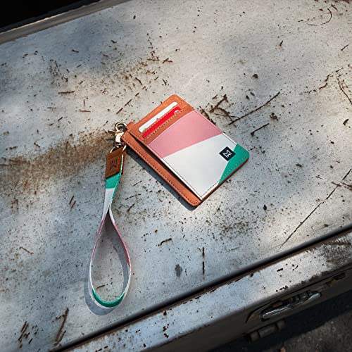 Image of Credit Card Holder Wallet for Women Slim Minimalist Wallet RFID Blocking Leather Wallets Elastic Front Pocket Wallet for Women, geometry, 4.5 x 3.2 x 0.3 inches, Minimalist