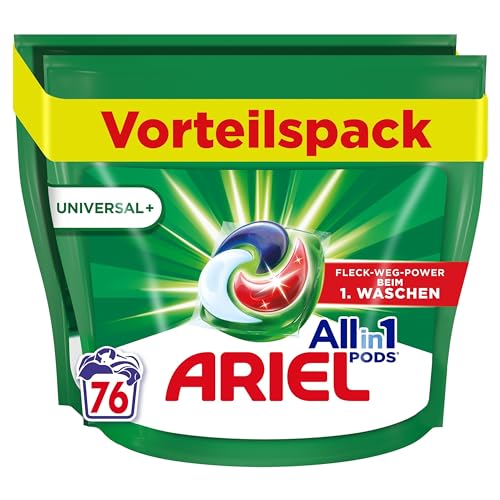 Ariel Waschmittel Pods All-in-1, Waschmittel 76 Waschladungen, Universal, Kraftvolle Fleckenentfernung in nur 1 Waschgang