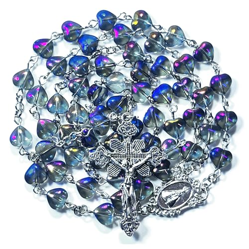 Rosario de cuentas con forma de corazón para altar y oración