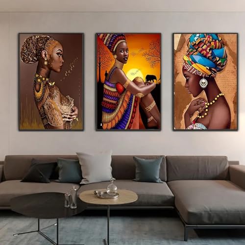 Poster femme africaine moderne art mural noir et salon esthétique