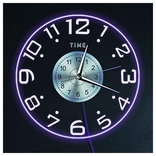 Modern 12'' LED Lighted Wall Clock, Silent Quartz Night Light Clock with 7 Luminous Modes, Big Numbers Wall Decor for Living Room Bedroom, Red, Green, Blue, White, Cyan, Purple, Yellow
