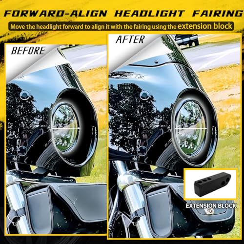 Image of Motorcycle Fairing 5.75 inch Headlight Fairing with 13 inch Motorcycle Windshield 49mm Mounting Hardware for Harley Dyna FXD FXDC Street Bob FXDB Low Rider FXDL FXDLS Super Glide FXDI35(Smoke)