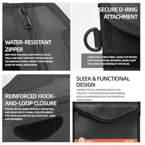 Bolsa de documentos ignífuga negra con cremallera impermeable y diseño portátil 4