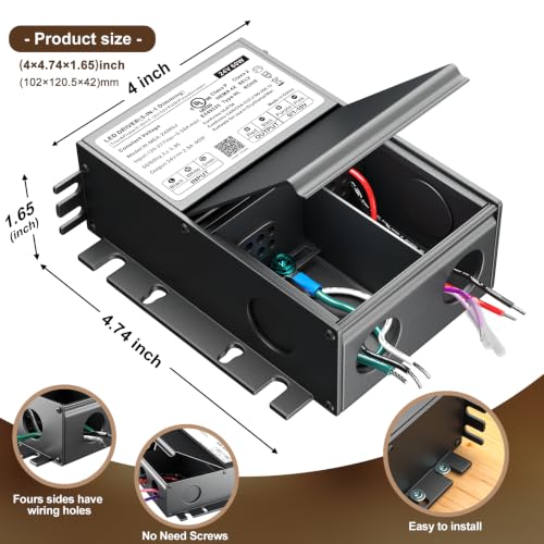 Image of UL Listed 60W 24V 5-in-1 Dimmable LED Driver, Universal Power Supply for TRIAC /Phase, 0-10V, 1-10V, PWM, Potentiometer Dimmers, for LED Strip Lights, Panel, Landscape Lighting, cUL /Class2 /ClassP
