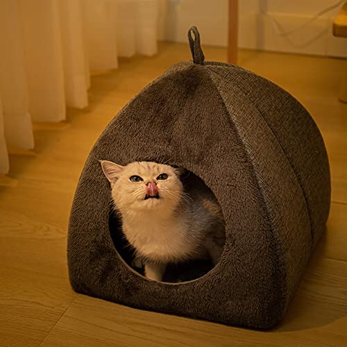 Eforcase Katzenbett für Indoor- Katzen- Katzenhöhlenbett Katzenhaus Katzenzelt- Katzenbett Höhle Faltbares Katzenzeltbett mit abnehmbarem Kissenpolster, weich geschlossenes abgedecktes Haust-5