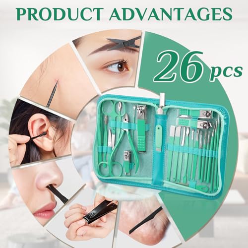Image of MINKINH 26-Piece Travel Manicure Set, Portable Nail Kit for Men and Women
