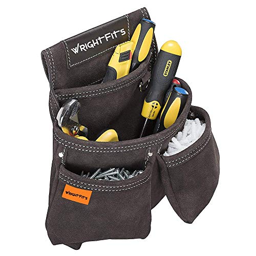 WrightFits Leather Nail and Hammer Pouch with Multi Pockets | Work Tool Pouches | Hammer Holder and Nails Organiser for Builders, Carpenters, Gardeners, Electricians 4 WrightFits Leather Nail and Hammer Pouch with Multi Pockets | Work Tool Pouches | Hammer Holder and Nails Organiser for Builders, Carpenters, Gardeners, Electricians - Image 4