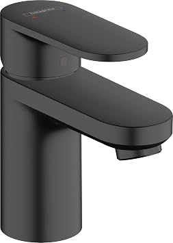 hansgrohe Vernis Blend - bathroom tap with pop-up waste set, bathroom sink tap with spout height 70 mm, basin mixer tap water-saving EcoSmart, matt black, 71550670
