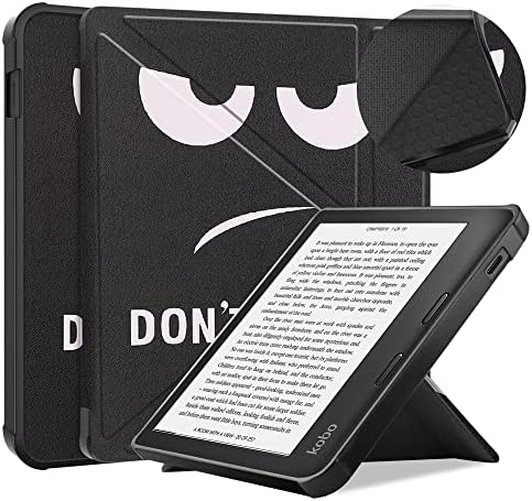 for Kobo Libra 2th Generation 7 inch E-Reader (2021 Release) E-Book Soft TPU Cover, Ultra Slim Folio Stand Lightweight PU Leather Case with Sleep/Wake Up Function for Kobo Libra 2 (Big Eye)