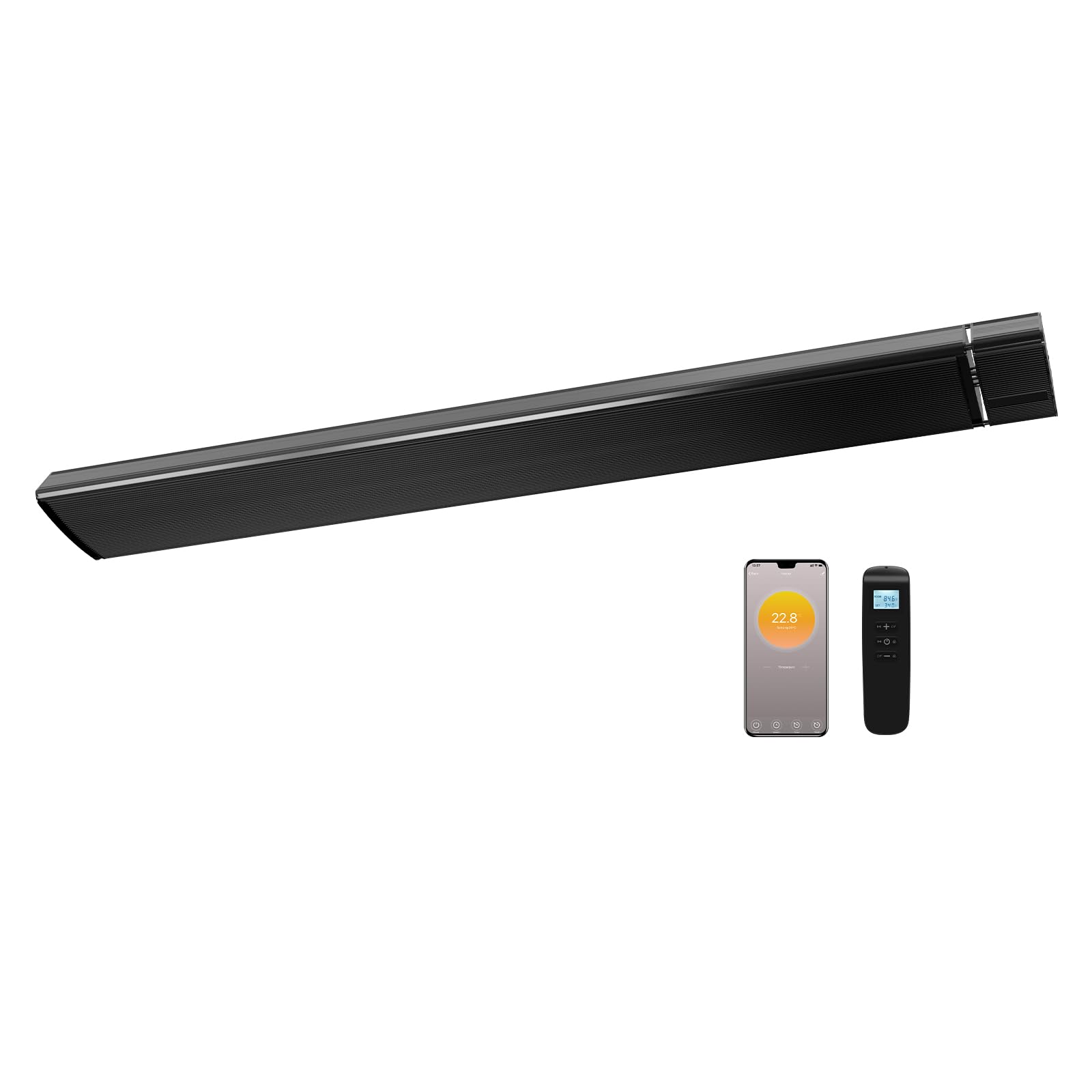 Radiador infrarrojo, 2800W, con termostato, calefacción eléctrica con control de aplicación WiFi, mando a distancia, para montaje en pared y techo, terraza y jardín
