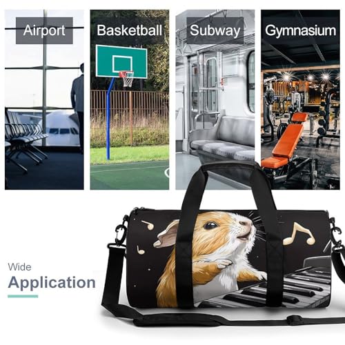 Guinea Pigs Music Note Sports Gym Bag Travel Duffel Workout Bag with Adjustable Strap3